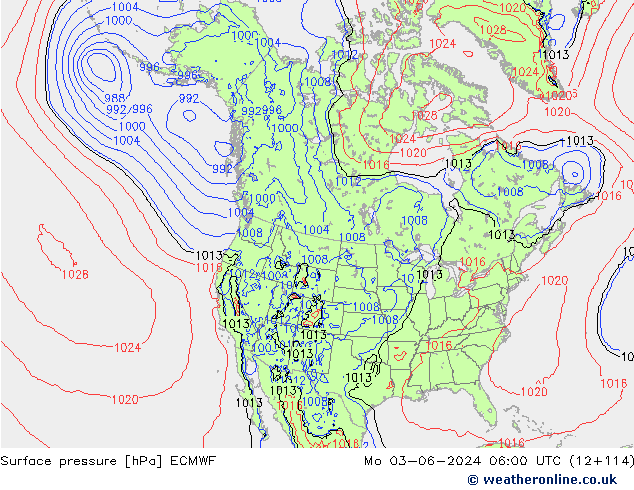 pressão do solo ECMWF Seg 03.06.2024 06 UTC