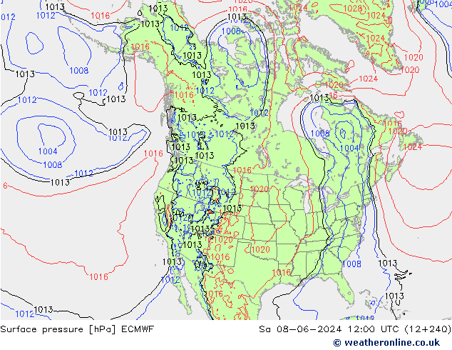 Bodendruck ECMWF Sa 08.06.2024 12 UTC