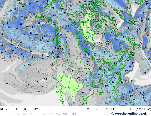 RH 850 hPa ECMWF We 05.06.2024 06 UTC