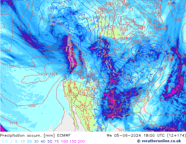 Precipitation accum. ECMWF ср 05.06.2024 18 UTC