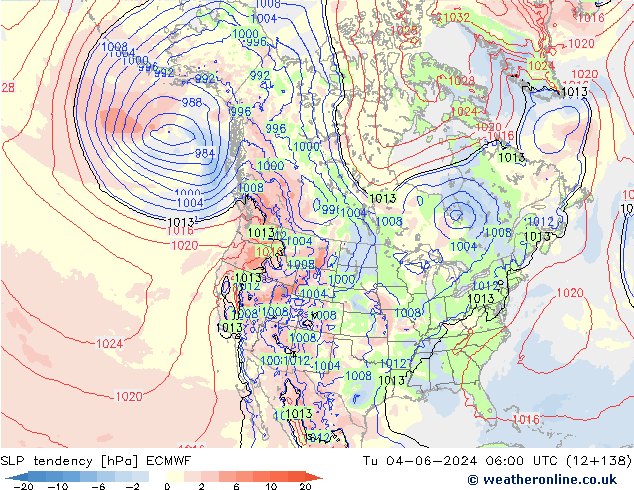 Tendance de pression  ECMWF mar 04.06.2024 06 UTC