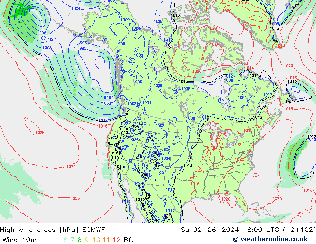 High wind areas ECMWF Su 02.06.2024 18 UTC