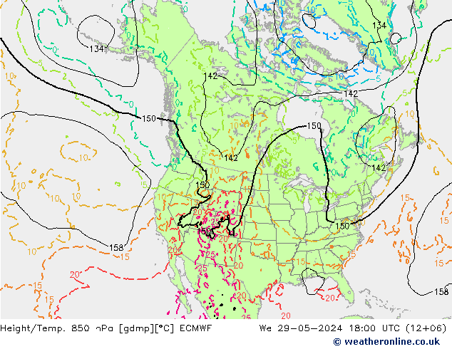 Z500/Rain (+SLP)/Z850 ECMWF We 29.05.2024 18 UTC