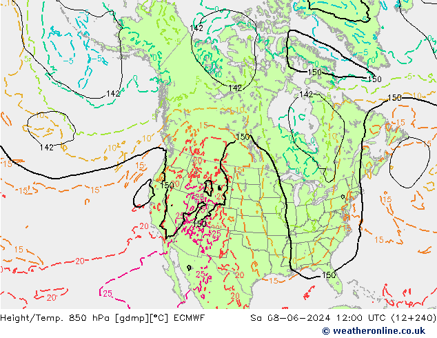 Height/Temp. 850 hPa ECMWF Sa 08.06.2024 12 UTC