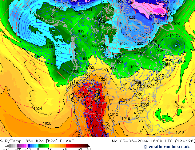 850 hPa Yer Bas./Sıc ECMWF Pzt 03.06.2024 18 UTC