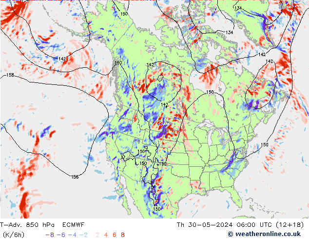 T-Adv. 850 hPa ECMWF Per 30.05.2024 06 UTC