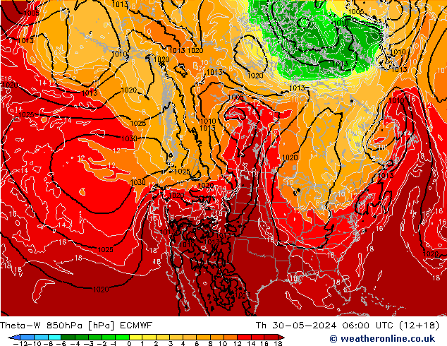 Theta-W 850hPa ECMWF Per 30.05.2024 06 UTC