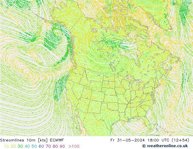 Linea di flusso 10m ECMWF ven 31.05.2024 18 UTC