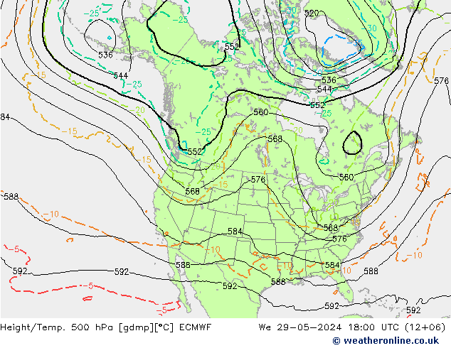 Z500/Rain (+SLP)/Z850 ECMWF  29.05.2024 18 UTC