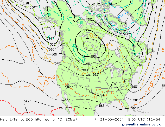 Height/Temp. 500 hPa ECMWF ven 31.05.2024 18 UTC