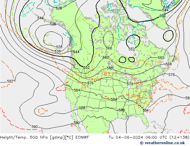 Height/Temp. 500 hPa ECMWF Tu 04.06.2024 06 UTC