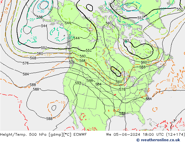 Z500/Yağmur (+YB)/Z850 ECMWF Çar 05.06.2024 18 UTC