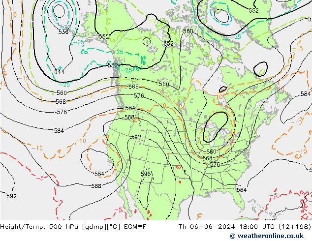 Z500/Rain (+SLP)/Z850 ECMWF Th 06.06.2024 18 UTC