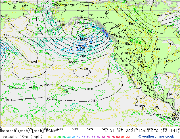 Eşrüzgar Hızları mph ECMWF Sa 04.06.2024 12 UTC