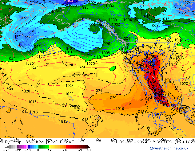 SLP/Temp. 850 hPa ECMWF Ne 02.06.2024 18 UTC