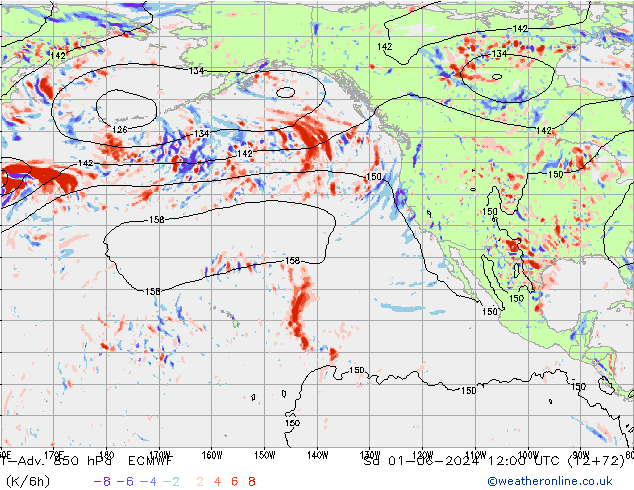 T-Adv. 850 hPa ECMWF Sa 01.06.2024 12 UTC