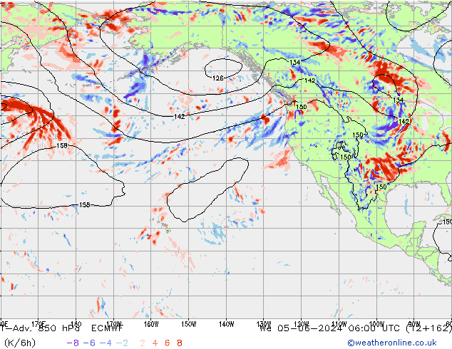 T-Adv. 850 hPa ECMWF We 05.06.2024 06 UTC