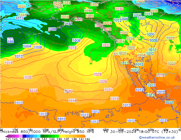 Thck 850-1000 hPa ECMWF Th 30.05.2024 18 UTC