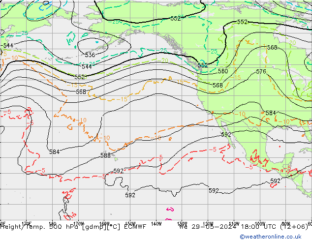 Z500/Yağmur (+YB)/Z850 ECMWF Çar 29.05.2024 18 UTC