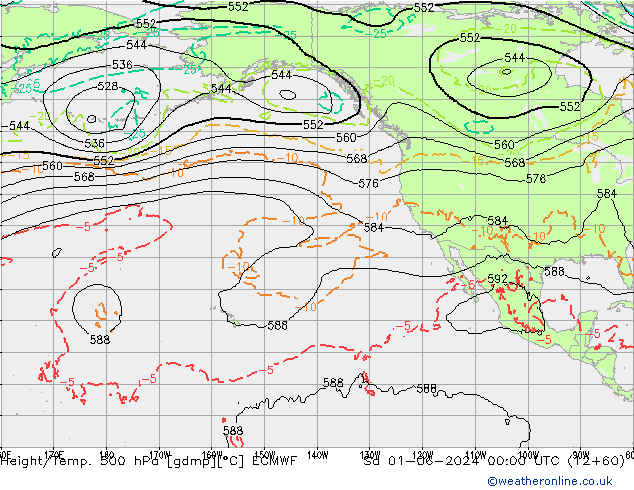 Z500/Rain (+SLP)/Z850 ECMWF Sa 01.06.2024 00 UTC