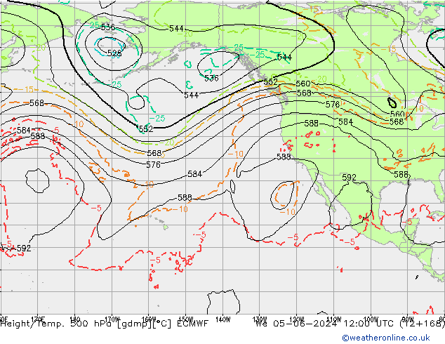 Z500/Yağmur (+YB)/Z850 ECMWF Çar 05.06.2024 12 UTC