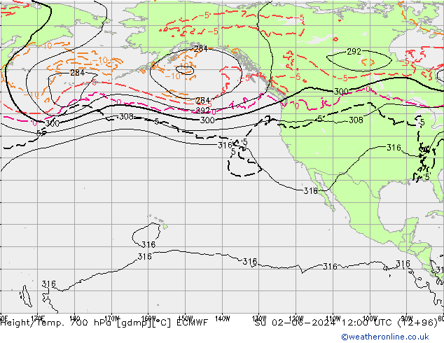 Hoogte/Temp. 700 hPa ECMWF zo 02.06.2024 12 UTC