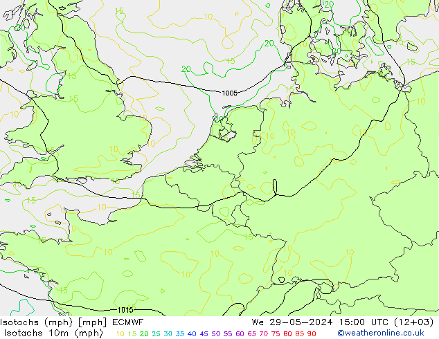 Isotaca (mph) ECMWF mié 29.05.2024 15 UTC