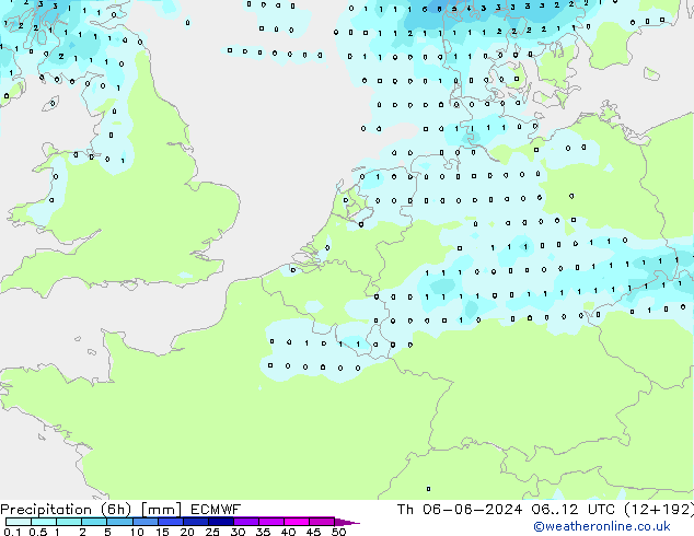 Z500/Rain (+SLP)/Z850 ECMWF Th 06.06.2024 12 UTC