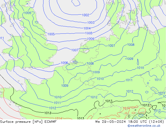 Bodendruck ECMWF Mi 29.05.2024 18 UTC