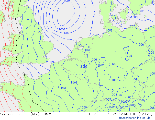 Pressione al suolo ECMWF gio 30.05.2024 12 UTC