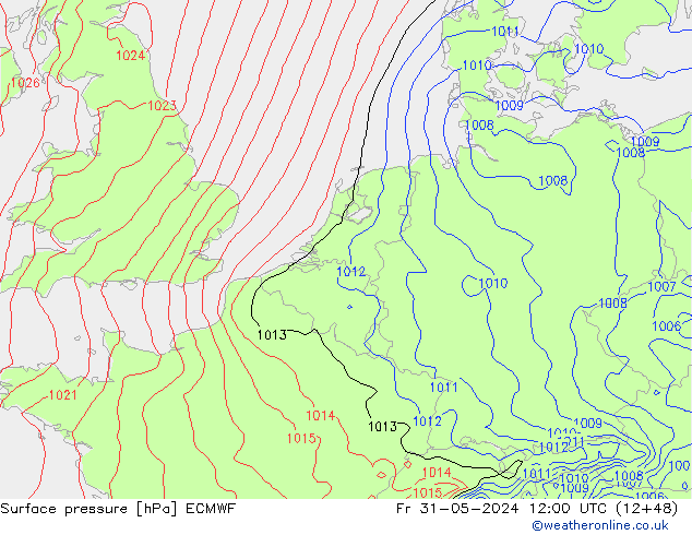 Surface pressure ECMWF Fr 31.05.2024 12 UTC