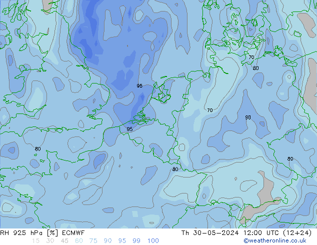 925 hPa Nispi Nem ECMWF Per 30.05.2024 12 UTC