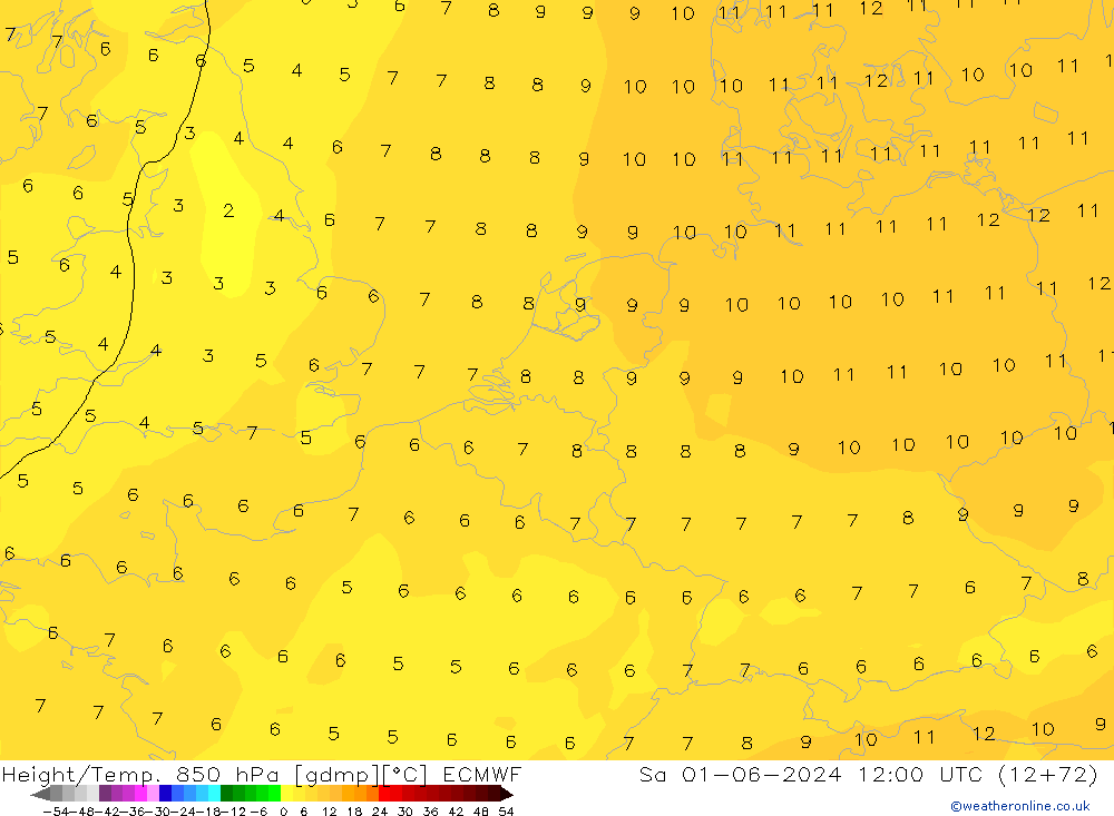 Z500/Rain (+SLP)/Z850 ECMWF Sa 01.06.2024 12 UTC