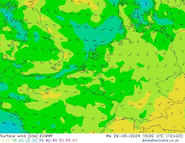 Bodenwind ECMWF Mi 29.05.2024 15 UTC