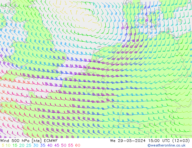 Wind 500 hPa ECMWF St 29.05.2024 15 UTC