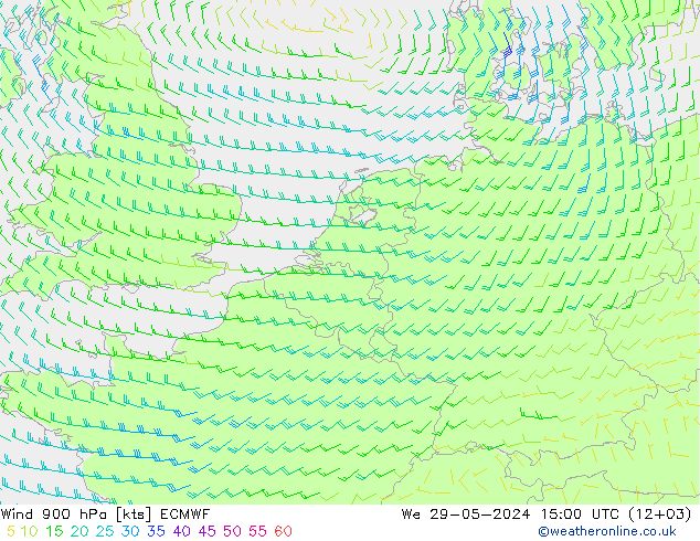 Wind 900 hPa ECMWF We 29.05.2024 15 UTC