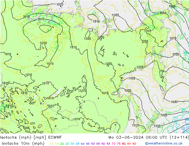 Isotachs (mph) ECMWF Mo 03.06.2024 06 UTC