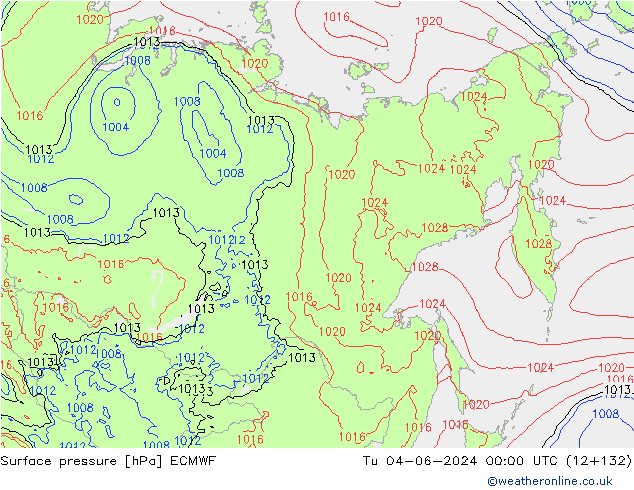 Yer basıncı ECMWF Sa 04.06.2024 00 UTC