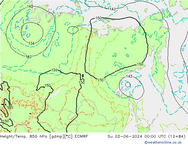 Height/Temp. 850 hPa ECMWF Su 02.06.2024 00 UTC