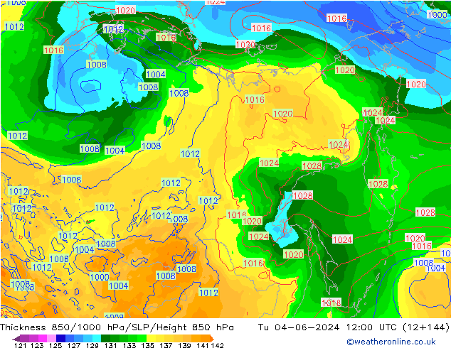 Thck 850-1000 hPa ECMWF mar 04.06.2024 12 UTC