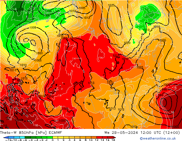 Theta-W 850hPa ECMWF Mi 29.05.2024 12 UTC