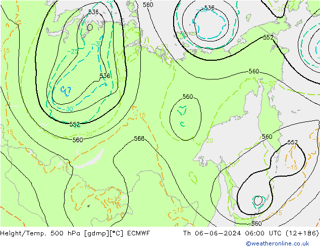 Z500/Rain (+SLP)/Z850 ECMWF jue 06.06.2024 06 UTC