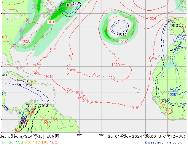 Straalstroom/SLP ECMWF za 01.06.2024 00 UTC