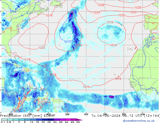 Z500/Yağmur (+YB)/Z850 ECMWF Sa 04.06.2024 12 UTC