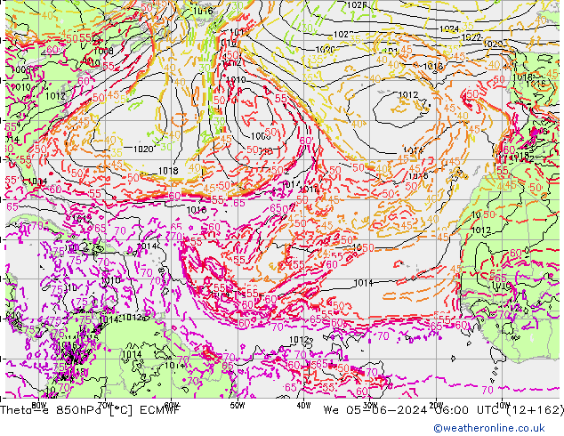 Theta-e 850hPa ECMWF Qua 05.06.2024 06 UTC