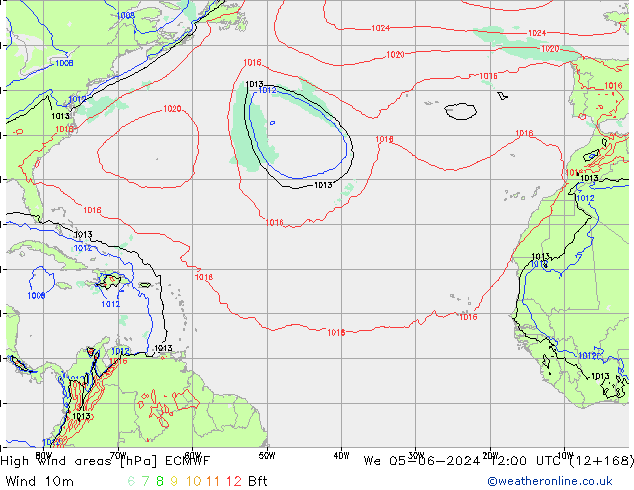 High wind areas ECMWF We 05.06.2024 12 UTC