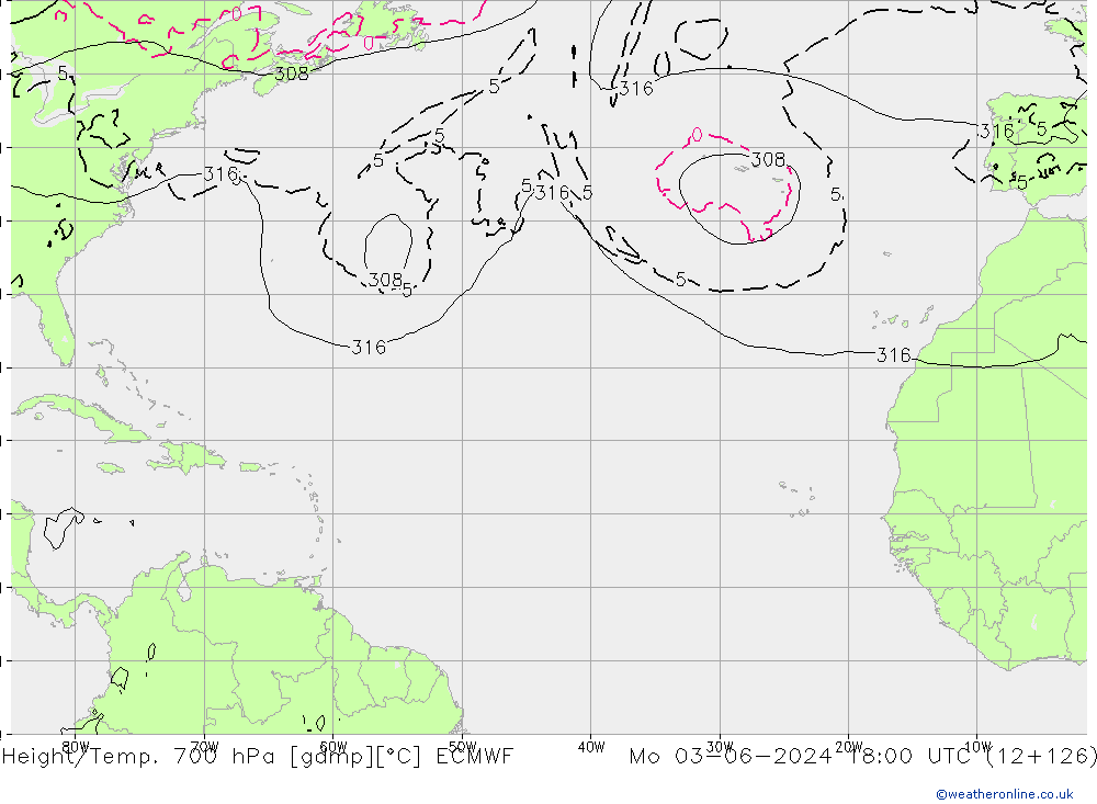 Géop./Temp. 700 hPa ECMWF lun 03.06.2024 18 UTC