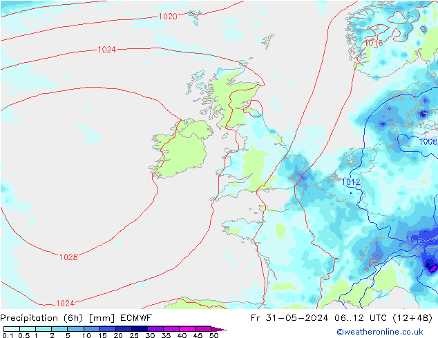 Z500/Rain (+SLP)/Z850 ECMWF ven 31.05.2024 12 UTC