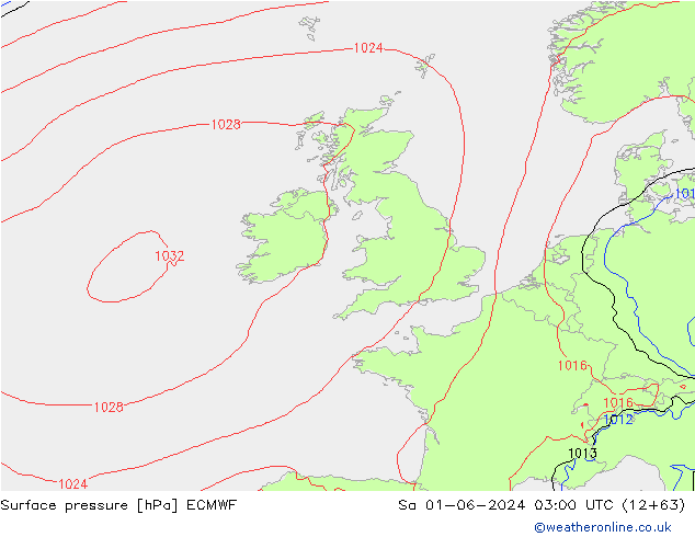 приземное давление ECMWF сб 01.06.2024 03 UTC