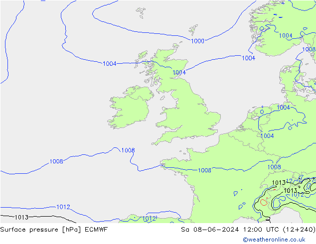 Atmosférický tlak ECMWF So 08.06.2024 12 UTC